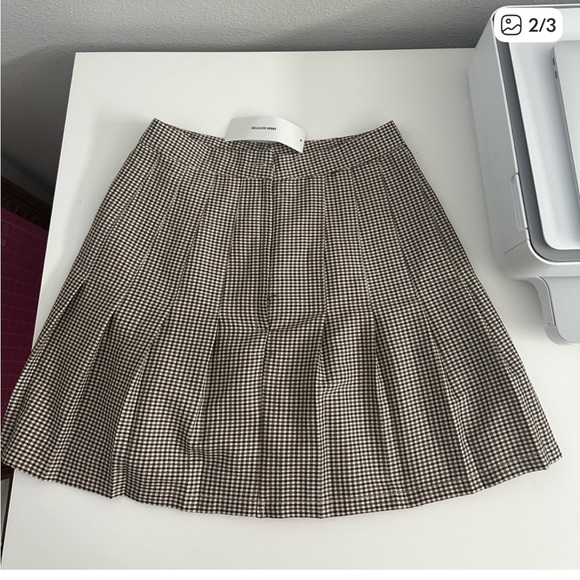 Urban Outfitters A-Line Skirt in Brown Check - Picture 2 of 3